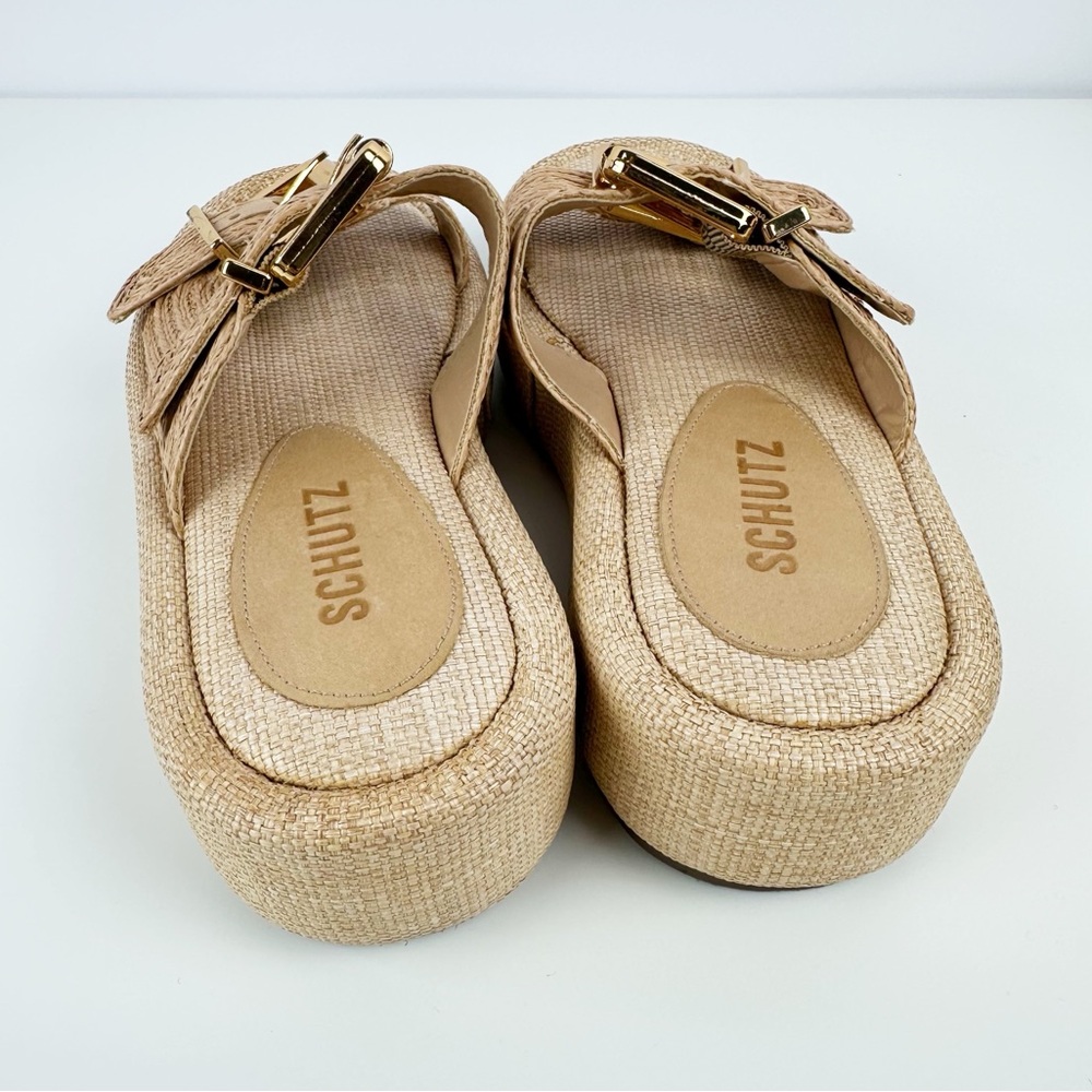 SCHUTZ Raffia Platform Slide Sandals - Picture 6 of 9